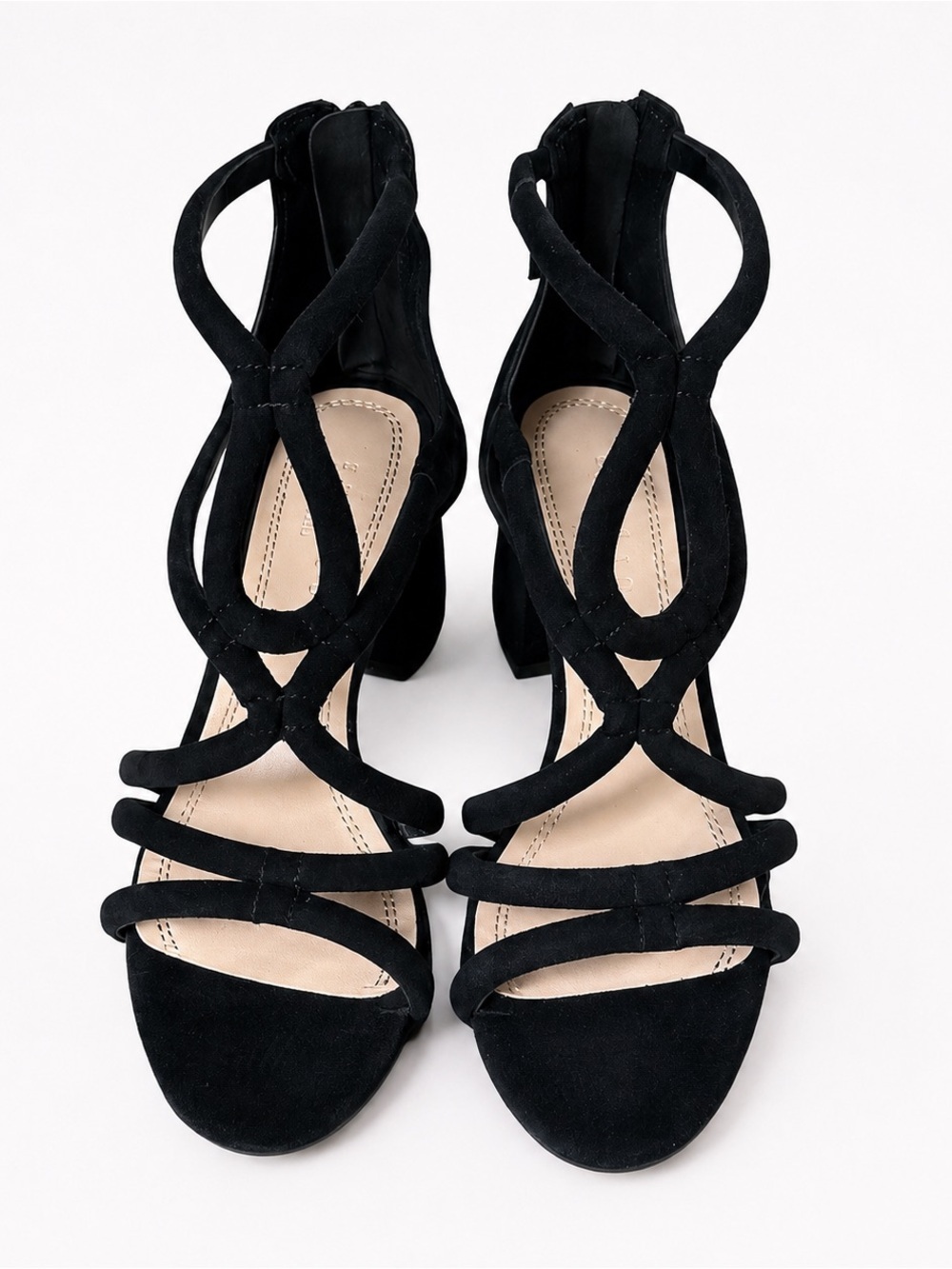 Sandro Paris Black Suede Strappy Block Heel Sandals Back Zip EU37 - Picture 2 of 9